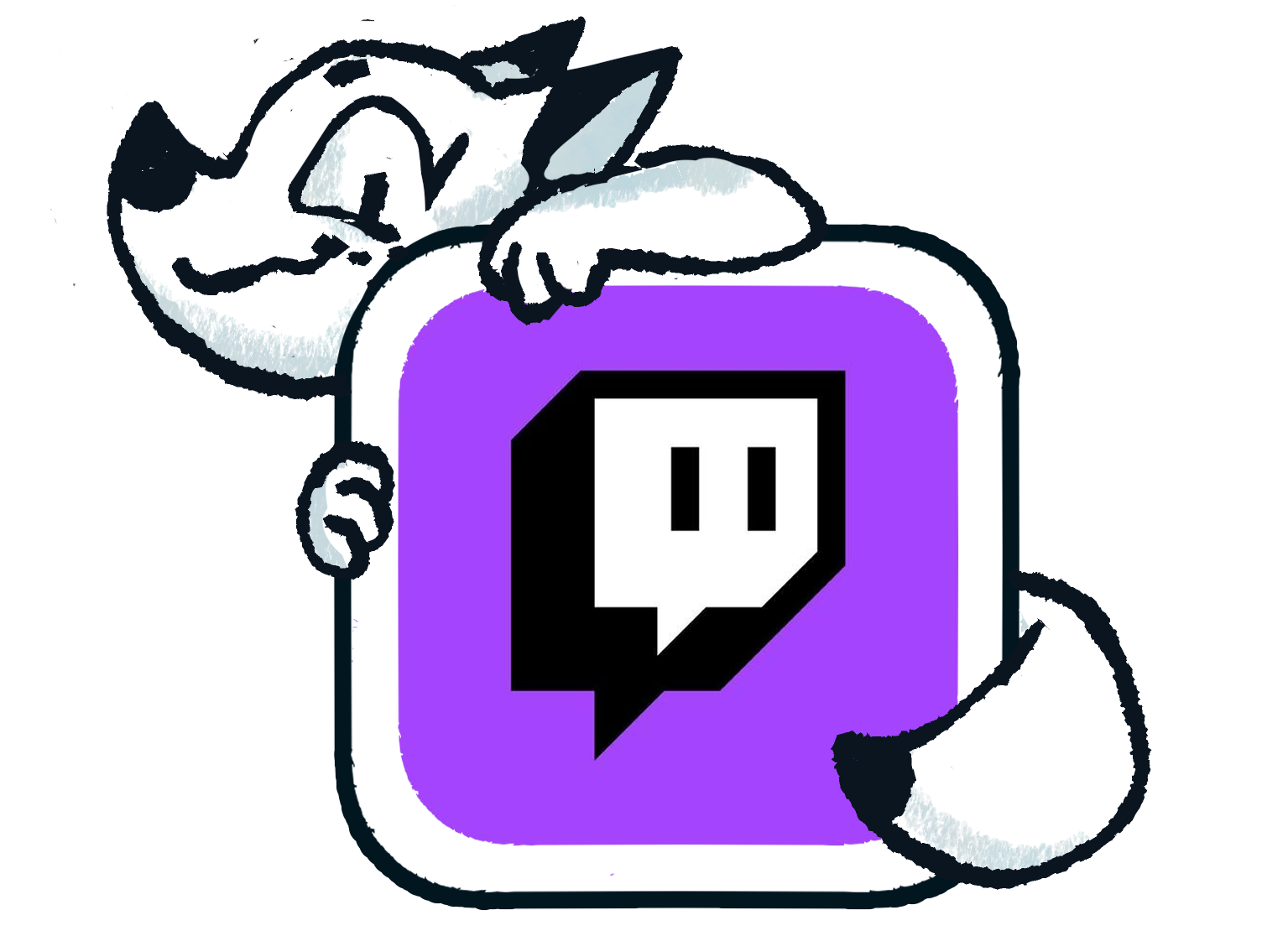Kit Twitch Kit's Fox Form is pointing on the Twitch Livestream Icon, click away